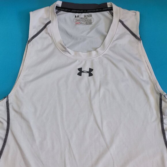 Under Armour HeatGear sleeveless compression shirt white men's size XL - Picture 2 of 7